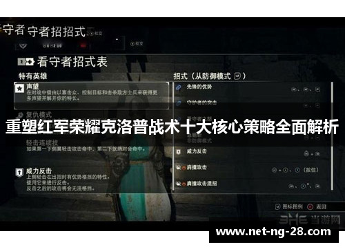 重塑红军荣耀克洛普战术十大核心策略全面解析