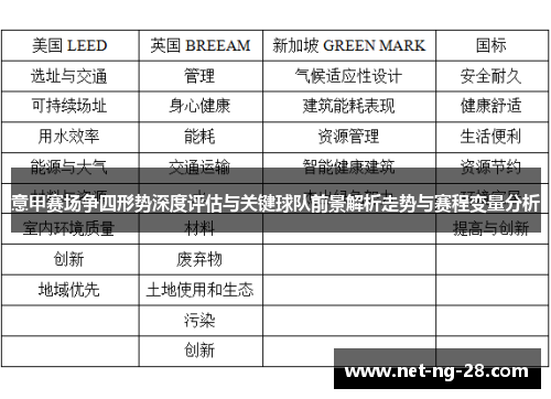 意甲赛场争四形势深度评估与关键球队前景解析走势与赛程变量分析